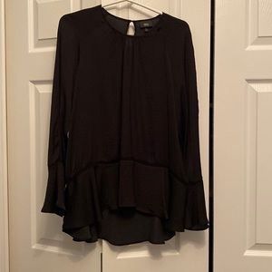 Massimo size L, black relaxed fit blouse, flare sleeves and at the bottom too